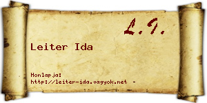 Leiter Ida névjegykártya